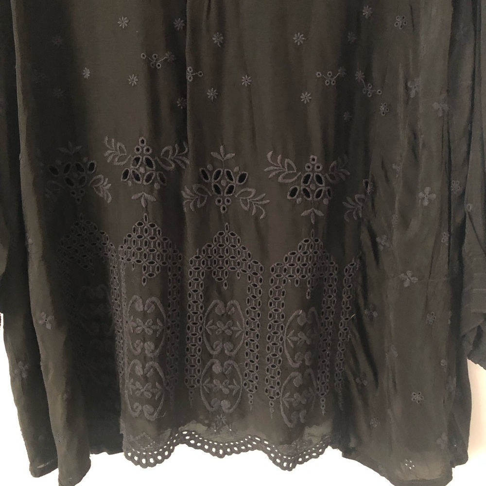 Johnny Was Black Embroidered Long Sleeve Tunic Size Large - Picture 4 of 8